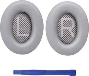 QC35 Ear Pads, Replacement Protein Leather Earpads Memory Foam Ear Cushions Cups Repair Parts for Bose QuietComfort 35 (QC35) & Quiet Comfort 35 II (QC35 ii) Headphones - Light Gray