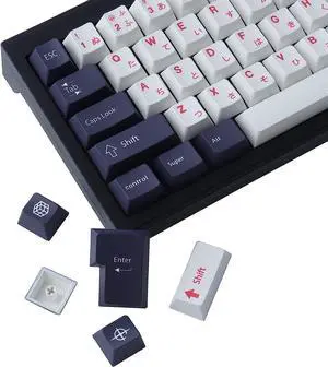JOMKIZ PBT Keycaps, 143-key Dyed Sublimation Cherry Profile Custom Keycap Set for Cherry MX Switches ISO/ANSI Layout Mechanical Keyboards