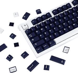 JOLINTAL 132 Keys Dark Blue Keycaps, ABS Double Shot Cherry Keycaps, Dark Navy and White Keycaps, Cherry Mx Low Profile Keycaps for Mechanical Keyboard Gaming Keyboard