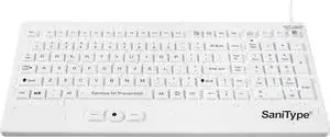 "Rugged-Point Industrial-Grade Heavy-Duty Full-Size Washable Keyboard with Track-Pointer and ON/Off Switch (USB) (White) | KBSTRC105SPi-W