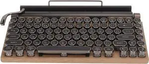 Mechanical Keyboard, 83 Keys Retro Typewriter Mechanical Keyboard with Metal Round Cover for Tablet (Wood Grain Color)