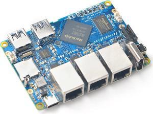 Nanopi R5S Mini Router Cortex-A55 2.0GHz OpenWRT Single Board Computer with Three Gbps Ethernet Ports LPDDR4X 4GB RAM Based on Rockchip RK3568 for IOT NAS Smart Home Gateway Support Android Debian