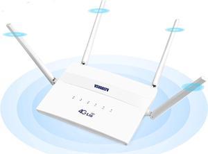 VSVABEFV 4G LTE Wireless Router with SIM Card Slot 300Mbps Unlocked Wireless Mobile WiFi Hotspot Routers with 4 Non-Detachable Antennas for B2/B4/B5/B12/B13/B17/B18/B25/B26 Support T-Mobile and AT&T