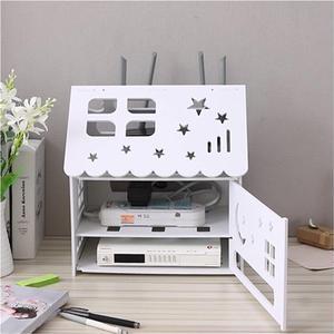 WiFi Wireless Router Storage Box Multifunctional Cable Management Box Desktop Router Storage Box Creative House Shape Cord Organizer Box to Hide & Conceal Power Strips Modem Router Holder Hider (Size
