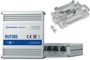 Teltonika RUT300000100 - RUT300 Industrial Ethernet Router, US Power Supply, 5 RJ45, USB with AC Adapter & DIN Rail Kit PR5MEC00