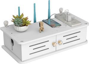 LJHU Router Cover Wall-Mounted Router Storage Box, White Space Saving Durable Hollow Modem Cover, WiFi Router Cover for Network Set-top Box/Power Strip (Size : 20cm x 60cm x 11cm)