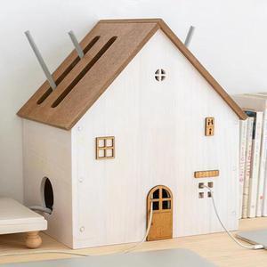Hide routers Box, Wireless Router Box, Router Cable Storage Box, Double Layer Storage Shelf, anti-ash Desk Organizer, Power Strip and Cable Management Hidden box(Color:A)