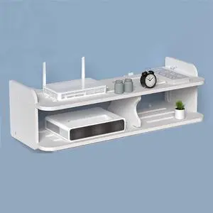 Router Cable Storage Box, Double Layer Storage Rack,Wireless Router Shelf, Power Strip and Cable Management Hider Rack Desktop Organizer Shelves(Size:50x20x15cm)