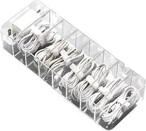 WiFi Wireless Router Storage Box Multifunctional Headset Data Charging Line Cable Storage Box Transparent Plastic Data Line Storage Container for Desk Stationery Modem Router Holder Hider (Color : 8