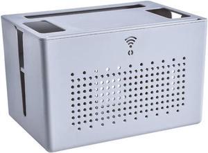 N/A Router Storage Box Double-Layer Hollow Cable Management Box Heat Dissipation Detachable Router Storage Box Saves Space (Color : Gray)