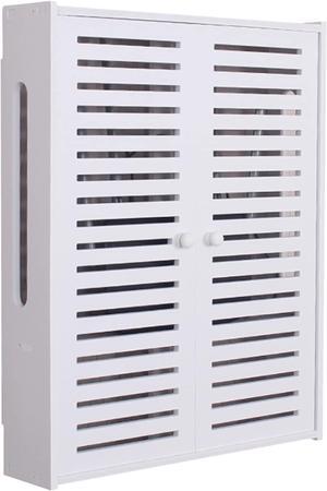 Wall-Mounted Router Storage Box Network Set-top Box WiFi Router Fenches Router Organizer Desktop Storage Box (Color : White)