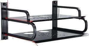 Bracket Wall Mounting Black Silver Metal Wireless WiFi Router Boxes/TV Set-Top Box/DVD Player Stand/Telephone Holder Rack,for Wall Storage 23.3.31 (Color : S Black Double Layer)