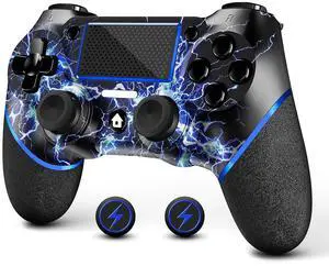 AceGamer Wireless Controller for PS4, Custom Design V2 Gamepad Joystick for PS4 with Non-Slip Grip of Both Sides and 3.5mm Audio Jack! Thumb Caps Included! (Lightning)