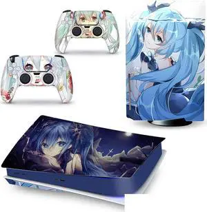 LEEWEE Decal Skin for PS 5 Disk Edition Console and 2 Controllers Vinyl Cover Skins Wraps for PS5 Disc Version 47914 No Foaming