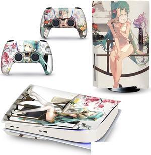 LEEWEE Decal Skin for PS 5 Disk Edition Console and 2 Controllers Vinyl Cover Skins Wraps for PS5 Disc Version 43182 No Foaming