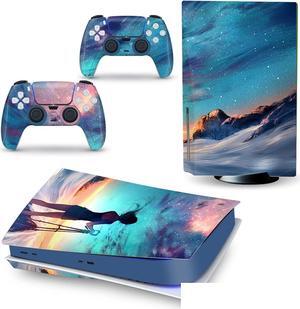 LEEWEE Decal Skin for PS 5 Disk Edition Console and 2 Controllers Vinyl Cover Skins Wraps for PS5 Disc Version 05300 No Foaming