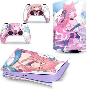 LEEWEE Decal Skin for PS 5 Disk Edition Console and 2 Controllers Vinyl Cover Skins Wraps for PS5 Disc Version 39753 No Foaming