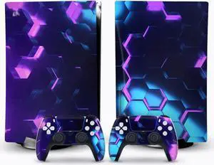 LEEWEE Decal Skin for PS 5 Disk Edition Console and 2 Controllers Vinyl Cover Skins Wraps for PS5 Disc Version 38085 No Foaming