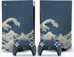 LEEWEE Decal Skin for PS 5 Disk Edition Console and 2 Controllers Vinyl Cover Skins Wraps for PS5 Disc Version 79796 No Foaming