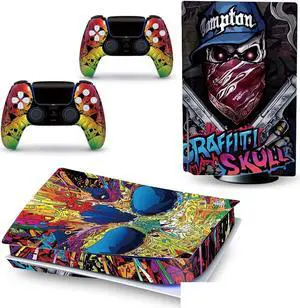 LEEWEE Decal Skin for PS 5 Disk Edition Console and 2 Controllers Vinyl Cover Skins Wraps for PS5 Disc Version 79615 No Foaming
