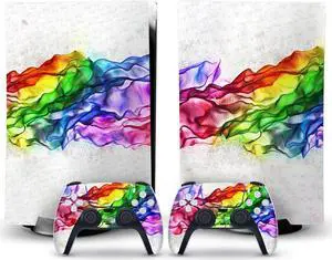 LEEWEE Decal Skin for PS 5 Disk Edition Console and 2 Controllers Vinyl Cover Skins Wraps for PS5 Disc Version 79886 No Foaming