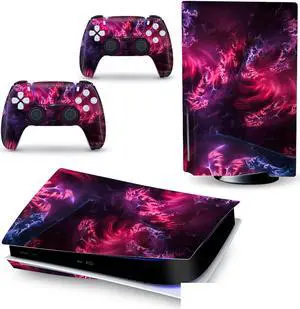 LEEWEE Decal Skin for PS 5 Disk Edition Console and 2 Controllers Vinyl Cover Skins Wraps for PS5 Disc Version 19939 No Foaming