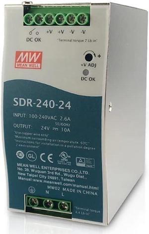 SDR-240-24 Mean Well Best Price 240W 24V 10A Switching Power Supply MeanWell SDR-240-24