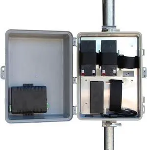 UPS-PL2424-18 - UPSPro 24V 18Ah Battery Backup System, 24V 30W Passive PoE + 24V 1.5A Aux Output, 120/240VAC Power Supply, Pole/Wall Mount Poly Enc