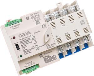 BNVXR W2R ATS 4P Mini ATS Automatic Transfer Switch Uninterrupted Power Switch 63A 100A 110V 220V Wire Gift (Size : 4P 100A 110V)