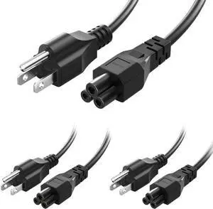 QYD 3 Pack 10FT(3m) Long Laptop Power Cord, 3 Prong Mickey Mouse AC Power Cord Replacement for HP, Samsung, Acer, Asus, Lenovo, Dell, MSI Computer Charger Notebook Power Cable (NEMA 5-15P to C5)