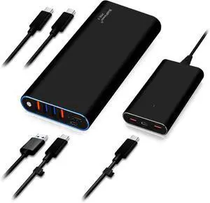 BatPower 148Wh High Power Delivery USB C Laptop Portable Charger Compatible with HP Spectre X360 Dell XPS Razer Blade Stealth Notebook USB-C Power B External Battery & Slim 120W PD USB-C Adapter