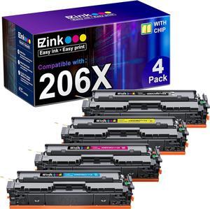 E-Z Ink Compatible Replacement for Toner Cartridge   206X 206A Toner Cartridges 4 Pack High Yield to Use with HP Color Laserjet Pro MFP-M283fdw M283cdw Pro M255dw M283 M255 (BCMY 4 Pack)