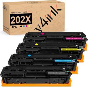 v4ink Remanufactured 202X Toner Cartridge Replacement  202X 202A CF500X CF501X CF502X CF503X Toner  Pro M254dw M254nw M281dw M281cdw M281fdw M280nw (Black Cyan Magenta Yellow, 4-Pack)