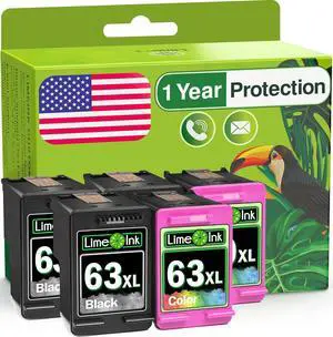 Limeink Remanufactured Ink Cartridge Replacement for HP Ink 63 for HP 63xl Ink Cartridge Combo Pack 63 cartridges for officejet 3830 Printer cartridges XL 5pk