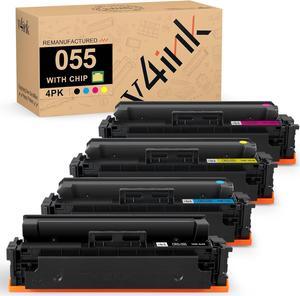 v4ink 055 Toner Cartridge (with Chip) Compatible Replacement   055 CRG-055 Work with Canon imageCLASS MF743Cdw MF741Cdw MF745Cdw MF746Cdw MF740C LBP664Cdw LBP660C Toner Cartridge Set, 4-Pack