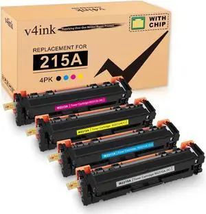 v4ink 215A Toner Cartridge Compatible Replacement for HP 215A W2310A W2311A W2312A W2313A Works for HP Color Pro MFP M182 M183 M155 Series MFP M183fw M182n M182nw M155nw M155a Printer 4-Pack With Chip