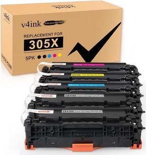 v4ink 5PK Remanufactured Toner Cartridge Replacement  305X CE410X 305A CE410A CE411A CE412A CE413A Toner High Yield  Pro 400 MFP M475dn M475dw M451nw M451dn M451dw M375nw Printer