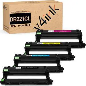 v4ink DR221 DR-221 Compatible Drum Unit Replacement for Brother DR221 DR-221 DR221CL DR-221CL Work with HL-3170CDW HL-3180CDW HL-3140CW 3150CDN MFC-9130CW MFC-9330CDW MFC-9340CDW DCP-9020CDN, 4-Pack