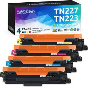 INK E-SALE Remanufactured Toner Cartridge Replacement for Brother TN227 TN223 (KCMY, 4-Pack), for use with Brother MFC-L3710CW MFC-L3750CDW MFC-L3770CDW HL-L3210CW HL-L3230CDW HL-L3270CDW Printer