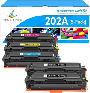 TRUE IMAGE Compatible Toner Cartridge Replacement  202A CF500A 202X Color Laserjet Pro MFP M281fdw M281cdw M254dw M281fdn M254dn M254nw M281 M254 Toner Printer Ink (BK/C/Y/M, 5-Pack)