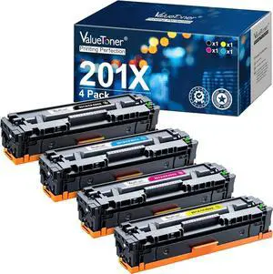 Valuetoner Compatible Toner Cartridges Replacement  201X 201A CF400X CF401X CF402X CF403X High Yield for Color Laserjet Pro MFP M277dw M252dw M277 M252 M277n M252n (Black Cyan Magenta Yellow)