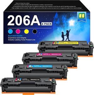 206A Toner Cartridge 4 Pack | Toner Cartridge Replacement  206A 206X Compatible with HP Color Laserjet Pro MFP M283fdw M283cdw M255dw, Color Pro MFP M283 M255 Series | W2110A