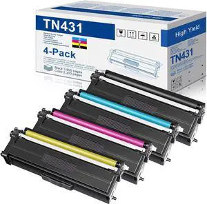 TN431 Toner Cartridge 4-Pack (1BK/1C/1M/1Y) Compatible TN431BK TN431C TN431Y TN431M Replacement for Brother TN-431 MFC-L8900CDW HL-L8260CDW HL-L8360CDW MFC-L8610CDW Printer TN4314PK