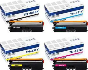 Ennovor TN-431 TN 431 433 Toner Cartridges 4-Packs: TN433 TN-433 Replacement for Brother TN431 TN-431BK TN-431C TN-431M TN-431Y MFC-L8900CDW HL-L8360CDW MFC-L8610CDW Printer Ink