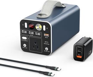 150W Portable Power Station&67W USB C Wall Charger, Portable Laptop Charger Battery Backup Power Supply for Outdoor Camping Home Emergency Outage