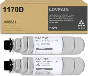 Type 1170D/S15/LD015 Black Toner Cartridge (2-Pack) -Lovn Compatible 841718 (885531) Toner Cartridge Replacement for Ricoh Aficio 1515 MP161 MP171 MP201 Savin 3515 816 917 920 Printer (7,500 Pages)