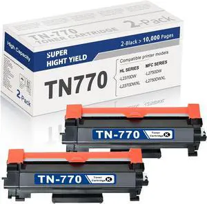 TN-770 TN770 Toner Cartridge Replacement for Brother TN 770 Super High Yield Black Toner Cartridge HL-L2370DW L2370DWXL MFC-L2750DW L2750DWXL Printer (5,000 Page, 2-Pack)