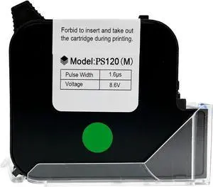 Ennovor Original 72ml Black Quick Dry Solvent Ink Cartridge Replacement for 1inch/25.4mm Automatic Inkjet Coding Machine PW1-1/PW2-1(Encrypted) (Green)