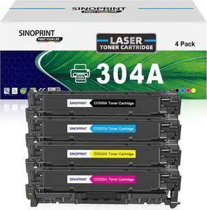 Ennovor 304A Toner Cartridges Replacement for HP 304A Color Laserjet CP2025,CM2320fxi MFP,CM2320nf MFP,CM2320n MFP; Color CP2025dn ,CP2025n Printers (Black,Cyan, Magenta, Yellow 4-Pack)