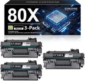 80X Black High Yield Toner Cartridge CF280X (with chip): Replacement for HP 80X Toner Cartridge Black 80X Ink 80A CF280A 05X CE505X to use with Laser Pro 400 M401 Series, MFP M425 Series Printer